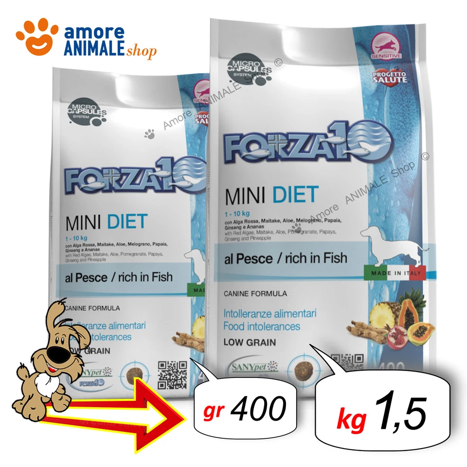 Forza10 Dog DIET Low Grain → Pesce - Mini 400 gr / 1,5 kg - Crocchette Cane Cani - Immagine 1 di 1