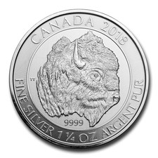 1.25 Oz Canadian Bison 2018 Silver Coin .9999