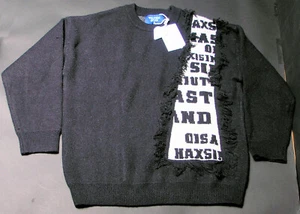 Aelfric Eden Fringe Letter Jacquard Sweater Black Size Medium - Picture 1 of 8