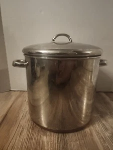 VTG Revere Ware 12 Qt Stock Pot & Lid ~ Copper Bottom -- 01-F RARE - Picture 1 of 7
