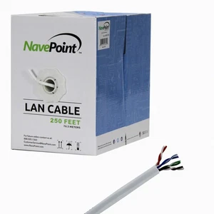 CAT5e 250FT UTP Cable Solid 24AWG White Network Ethernet LAN Bulk Wire RJ45 - Picture 1 of 3