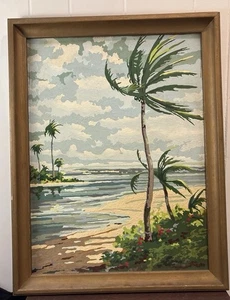 Vntg Paint By Number Graceful Palm MCM Framed 1958 18”x24” - Picture 1 of 5