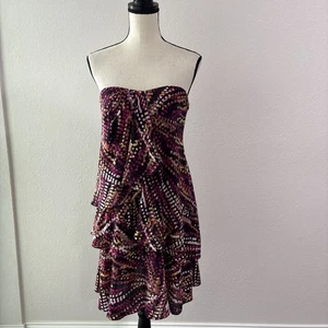 $298 BCBG MaxAzria Azalea Mist Pink Tiered Silk Dress Missing Belt Sz 6 - Picture 1 of 8