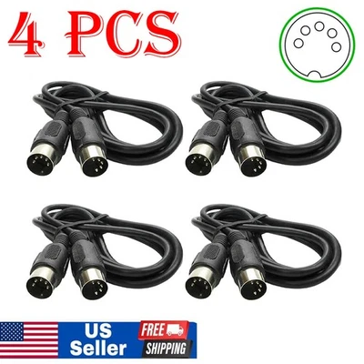 MIDI Cables 3 ft Male to Male 5 Pin DIN Plugs 4 Pack Lot - Image 1 of 4