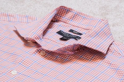 Camisa Pronto Uomo Calce Ajustado Manga Larga 171/2 Roja Algodón a Cuadros Sin Planchar Foto 1 de 4