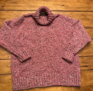 525 America Pink Heathered Turtleneck Knitted Cotton Blend Sweater Sz P/S - Picture 1 of 9
