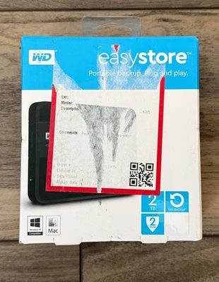 Disco duro portátil Western Digital Easystore 2 TB Plug-and-Play ¡NUEVO EN CAJA ABIERTA! Foto 1 de 2