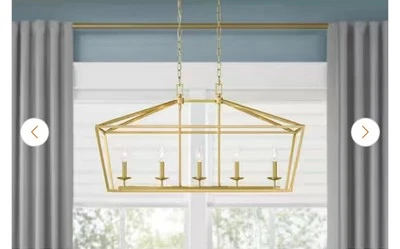 Home Decorators Weyburn 36 in. 5-Light Gold Farmhouse Linear Chandelier - Image 1 of 4