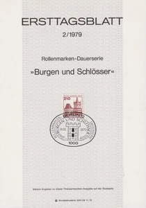 F-EX61114 GERMANY BERLIN 1979 ERSTTAGSBLATT 2/1975 TOWN & CASTLES. - Picture 1 of 2