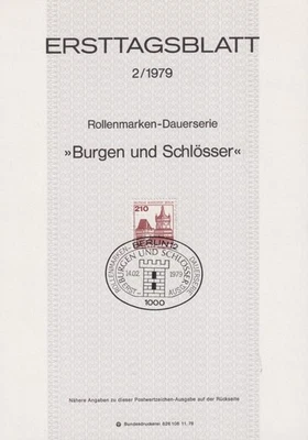 F-EX61114 GERMANY BERLIN 1979 ERSTTAGSBLATT 2/1975 TOWN & CASTLES. - Image 1 of 2
