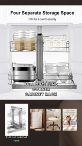VEVOR Pull Out Blind Corner Cabinet, 15.7 Inch Opening Chrome Soft Close... - Picture 1 of 8