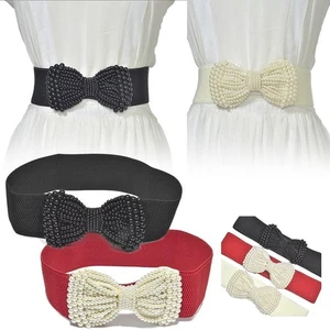 Elastic Large Bow Belt Large Bow Decoration Belt Female Dress Coat Clothing - Picture 1 of 6