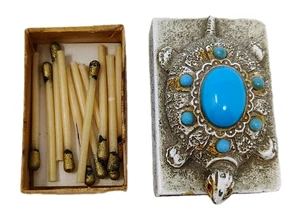 De Colección Florenza Tortuga Baratija Match Caja Soporte Imitación Turquesa Joya Estrás Ojo - Imagen 1 de 11