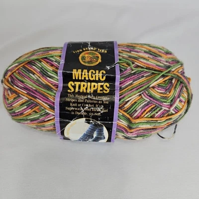 Lion Brand Yarn Magic Stripes Bright Spring 204 Variegated Wool Italy  1 Skein - Image 1 of 4