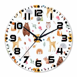 Animals Wall Clock Battery Operated Animal Party in The Forest Wall Clock Sil... - Picture 1 of 8