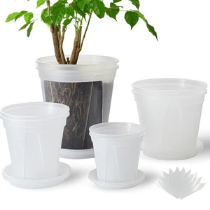 Large Clear pots for Plants,8 Sets 5/6/7/8 inch Thick Plastic Nursery pots fo... - Picture 1 of 9