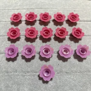 Vintage Plastic Flower Cake Decor Candle Holders Mauve & Purple , Lot Of 16 - Picture 1 of 6
