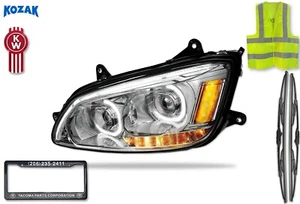 Chrome FullLED Headlight Assembly Driver Left Side for Kenworth T660+Accessories - Foto 1 di 9