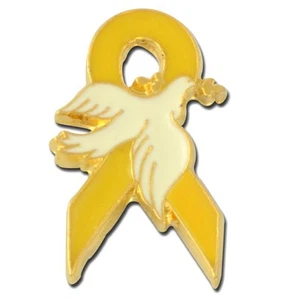 Pin de solapa de conciencia amarilla paloma blanca esperanza soporte peltre chapado en oro nuevo - Imagen 1 de 4