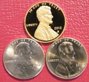 2012 PDS Lincoln Shield Cent Proof From US Proof Mint Sets  - Picture 1 of 2