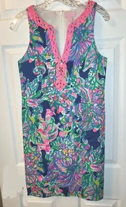 Lilly Pulitzer "Ryder" Exotic Escapade Indigo V-Neck Shift Dress Sz 2 Ret. $148 - Picture 1 of 7