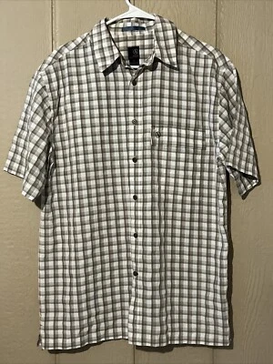 Aigle Actimum Shirt Mens Checkered Short Sleeve Button Up Rayon Blend Men’s Med - Image 1 of 4