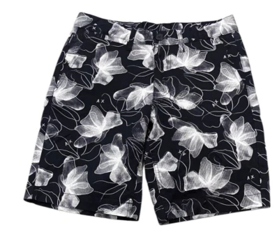 AX Armani Exchange Mens Shorts Size 28 Floral Allover Print Pockets Logo Black - Image 1 of 4