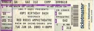 Boleto Godsmack KBPI Birthday Bash Red Rocks Amphitheatre 10 de junio de 2003 - Imagen 1 de 2