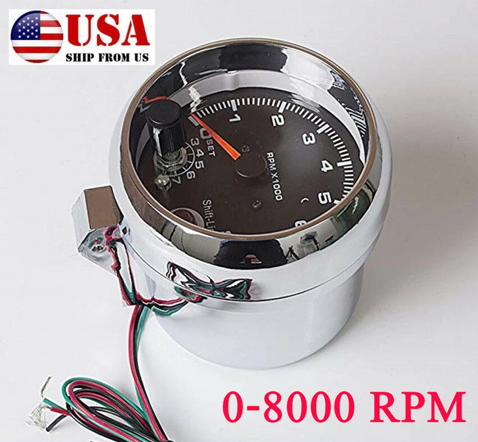 Tacómetro LED para coche de 3,75" 7 colores calibre 0-8000 RPM funciona en motor de 4,6,8 cilindros Foto 1 de 4
