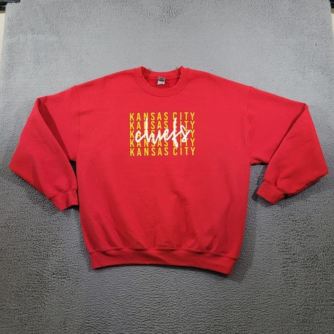 Kansas City Chiefs Sweatshirt Mens Extra Large Red Crew Neck Pullover Sportswear Cover