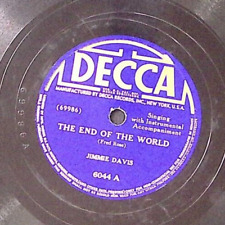 JIMMIE DAVIS  THE END OF THE WORLD/YOU'RE BREAKING MY HEART DECCA 78 RPM 186-60