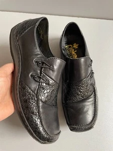 Rieker black croc slip on flat shoes uk 6 eur 39 - Picture 1 of 18
