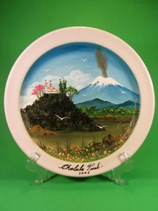 Cholula de Rivadavia Puebla Mexico Art Souvenir Plate Pyramid Volcano and Church - Picture 1 of 8
