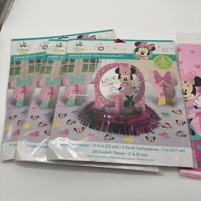 3 Minnie Mouse Fun To Be One Disney Kids 1st Birthday Party Table Decorating Kit - Image 1 of 2