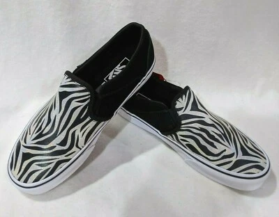 Zapatos de skate Vans para mujer Asher metálicos cebra negros/blancos sin cordones-talla 10,5 nuevos con caja Foto 1 de 4