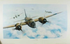 PRINT/OUR FIRST REPLY/CHRIS GOLDS WW2/AIRCRAFT/BATTLE OF BRITAIN/SUPERB/76X41CMS - Picture 1 of 1