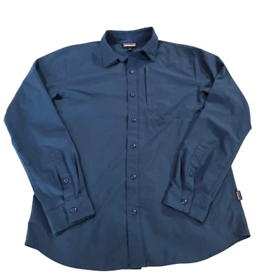 Camisa masculina Patagonia azul S manga longa skiddore ponto ripstop pesca - Imagem 1 de 4