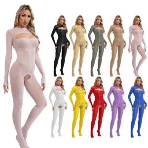 Womens Catsuit Hollow Out Jumpsuit Ultra-thin Bodysuit Elastic Nightwear Nylon - Picture 1 of 89