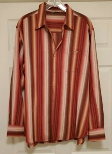 Camicia maniche lunghe Tommy Bahama uomo tg XL rosso marrone Paolo a righe misto seta - Foto 1 di 4