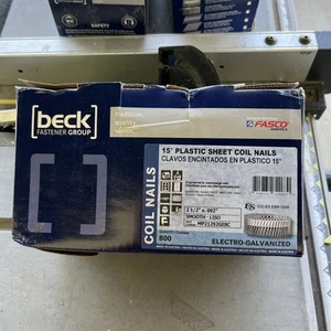 FASCO Plastic Strip  Nails 2 1/2" x .092", 15 deg, Flat Head, 800 Pcs - Picture 1 of 5