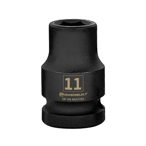 Powerbuilt 1/2 Inch Drive x 11 MM 6 Point Impact Socket - 647291 - Picture 1 of 5