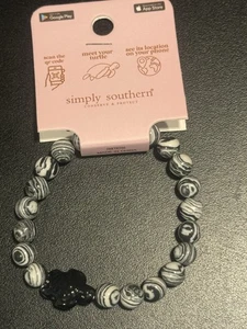 Simply Southern Schildkröte Tracking Armband schwarz weiß Swirl Perlen konserven protec - Bild 1 von 6