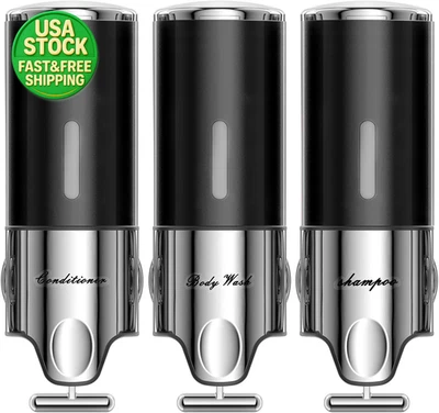 Champú acondicionador de ducha de 3 cámaras dispensador de lavado corporal montaje en pared sin taladro Foto 1 de 4