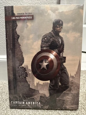 全新/密封 19 英寸 x 27 英寸 1000 件高级拼图 美国队长 第一复仇者 Mondo — 第 1/4 张图片