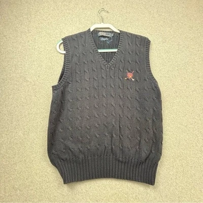 VTG Polo Ralph Lauren Men’s Medium Navy Cable Knit Golf Sweater Vest - Image 1 of 4