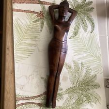 Hand Carved Wooden Nude Naked Woman Lady Folk Art Nutcracker Vintage