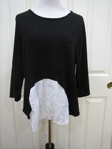 NOBLU NEGRO TEJIDO EN T CON INSERTO BLANCO TALLA SUPERIOR ASIMÉTRICA 2=M NUEVO CON ETIQUETAS - Imagen 1 de 3