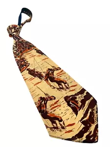 Vintage 1930s Tie Men's Neck Ties Swing Neckties 1940s YELLOW Wide Rayon 47X4" - Picture 1 of 8