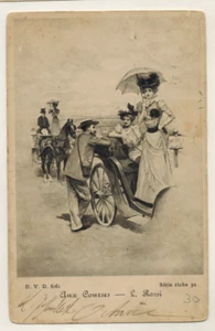 1901-Ancienne Carte Postale fantaisie-Aux courses-Femmes du monde-L.rossi-A.11 - Imagen 1 de 2