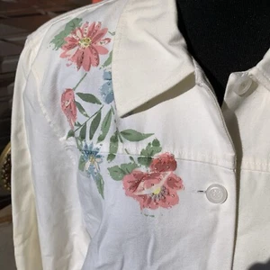 Alfred Dunner Jacke mit Knopfleiste Damen 14 weiß Blumen plus Baumwollstickerei - Bild 1 von 10